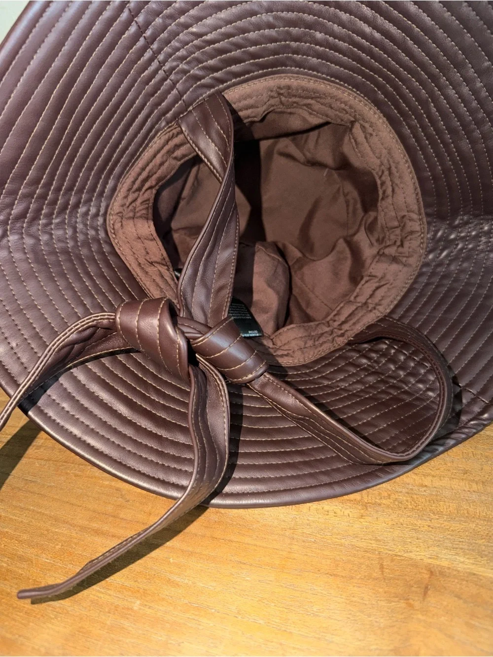 Anthropologie Faux Leather Bucket Hat in Chocolate Brown